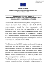 EU statement-Working Session 13: Democratic Elections and Election Observation. Sharing Best Practices (continued)