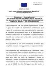 EU statement-Working Session 2: Review of the Implementation of Commitments on Promotion of Mutual Respect and Understanding