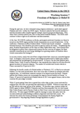 United States Statement under Session 7 (Freedom of Religion or Belief II) as prepared for delivery by Dr. Katrina Lantos Swett