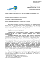 Statement by under Working session 6: Freedom of religion or belief