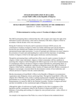 Statement to working session 6: Freedom of religion or belief