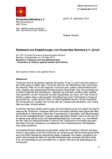 Statement and recommendations of Humanitas Helvetica e.V. Zurich