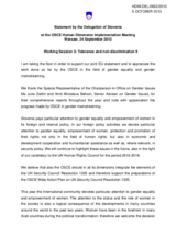 Statement by the Delegation of Slovenia under Working Session 3: Tolerance and non-discrimination II