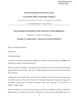 Statement to working session 2: Tolerance and non-discrimination II