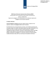 Reply by the delegation of the Netherlands to the statement made by the delegation of the Russian Federation - Working session 16 on Humanitarian issues and other commitments (II)