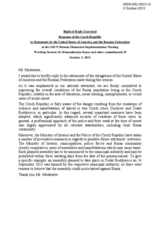 Right of Reply Statement by Czech Republic - Working Session 16: Humanitarian Issues and other commitments II
