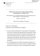 Statement by the Delegation of Switzerland under Working Sessions 12 - Elections