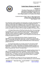 United States Statement under Session 4 (Fundamental Freedoms I) as prepared for delivery by Thomas O. Melia