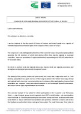 Statement of Mr. Lars Molin, the Monitoring Committee of the Congress of Local and Regional Authorities of the Council of Europe