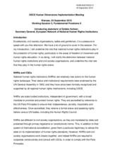 Introducing statement by Debbie Kohner, European Network of National Human Rights Institutions - Working Session 5, Fundamental Freedoms II