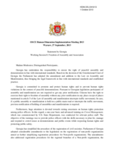 Statement by Georgia - Working Session 8: Freedom of Assembly and Association