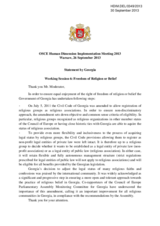 Statement by Georgia under Working Session 6: Freedom of Religion or Belief