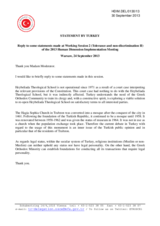 Statement by Turkey - Reply to some statements made at Working Session 2 (Tolerance and non-discrimination II)