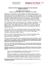 Statement by Stein Villumstad, General Secretary of the European Council of Religious Leaders - Religions for Peace (ECRL)