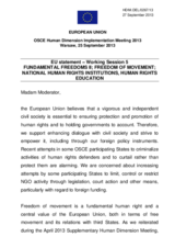 EU Statement under Working Session 5 - Fundamental Freedoms II: Freedom of Movement, National Human Rights Institutions, Human rights education