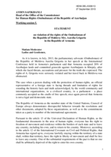 Statement on violation of the rights of the Ombudsman of the Republic of Moldova Mrs. Aurelia Grigoriu in the Republic of Armenia