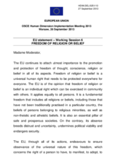 EU Statement - Working Session 6: Freedom of Religion or Belief