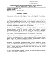 Statement in the Exercise of the Rights of Reply to the Republic of Azerbaijan