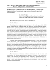 Statement of Armenia - Prevention and responses to hate crimes in the OSCE area