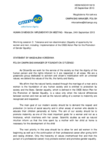 Statement on Equality of opportunity for women and men, including Implementation of the OSCE Action Plan for the Promotion of Gender Equality