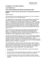 Statement by the United Kigdom - Tolerance and Non-discrimination: Preventing Sexual Violence in
Conflict