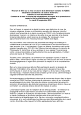 Statement by Canada for Working Session 2 - Tolerance and non-discrimination II: Review of the implementation of commitments on promotion of mutual respect and understanding