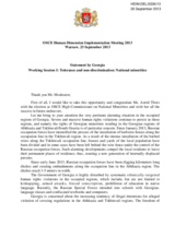 Statement by Georgia under Working Session I: Tolerance and non-discrimination: National minorities