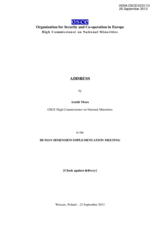 Statement by the High Commissioner on National Minorities