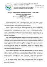 Statement by Dr. Mattia F. Ferrero, Coordinator of the Observatory for Religious Tolerance and Freedom Associazione &ldquo;Dossetti: i Valori&rdquo; (Italy)