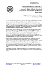 Session 3 - Right of Reply Exercised: Response to Statement by the Russian Federation