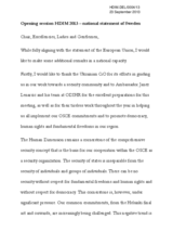 Opening Session - national statement of Sweden