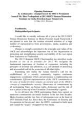 Opening Statement by Ambassador, Chairperson of the OSCE Permanent Council Mr. Ihor Prokopchuk