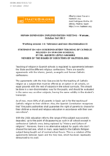 Statement on Non-discriminatory Teaching of Catholic Religion in Spanish Schools