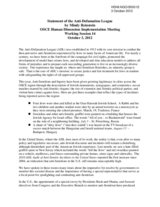 Statement of the Anti-Defamation League by Mindy Reinstein