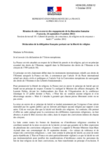 Statement from the French delegation on the freedom of religion