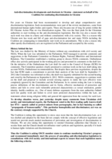 Anti-discrimination developments and shortcuts in Ukraine - statement on behalf of the Coalition for combating discrimination in Ukraine