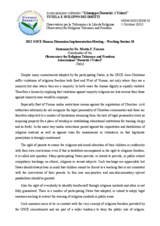 Statement by Dr. Mattia F. Ferrero Coordinator of the Observatory for Religious Tolerance and Freedom
Associazione &ldquo;Dossetti: i Valori&rdquo;