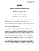 Statement of Special Representative of the OSCE Chairperson‐in‐Office on Gender Issues