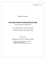 Commissariat for Refugees of the Republic of Serbia- Statement on Refugees nd IDPs