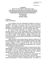 Session 1, Statement by Amb. Suleimen, Ministry of Foreign Affairs