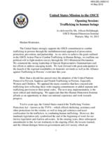 Opening Session Statement:  Trafficking in Human Beings