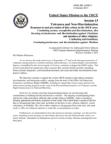 Statement for Session 13-  Tolerance and Non-Discrimination