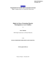 Rights for Peace: Promoting Minority Participation to Avert Conflicts.  Statement by Knut Vollebaek