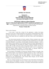 Statement by Mr Branko Socanac, M.A., Head of the Office for National Minorities Government of the Republic of Croatia