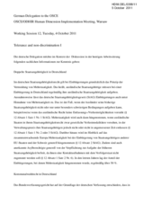 Statement of the German Delegation to the OSCE