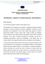EU Statement &ndash; Session 12: Tolerance and non - discrimination 1
