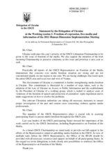 Statement by the Delegation of Ukraine at the Working session 1: Freedom of expression, free media and information of the 2011 Human Dimension Implementation Meeting