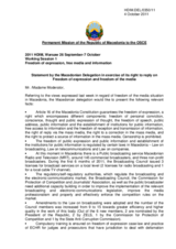 Statement by the Macedonian Delegation in exercise of its right to reply on Freedom of expression and freedom of the media