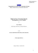 Rights for Peace: Promoting Minority Participation to Avert Conflicts.  Opening statement by Knut Vollebaek