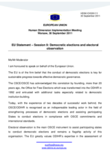 EU Statement - Session 9: Democratic elections and electoral observation